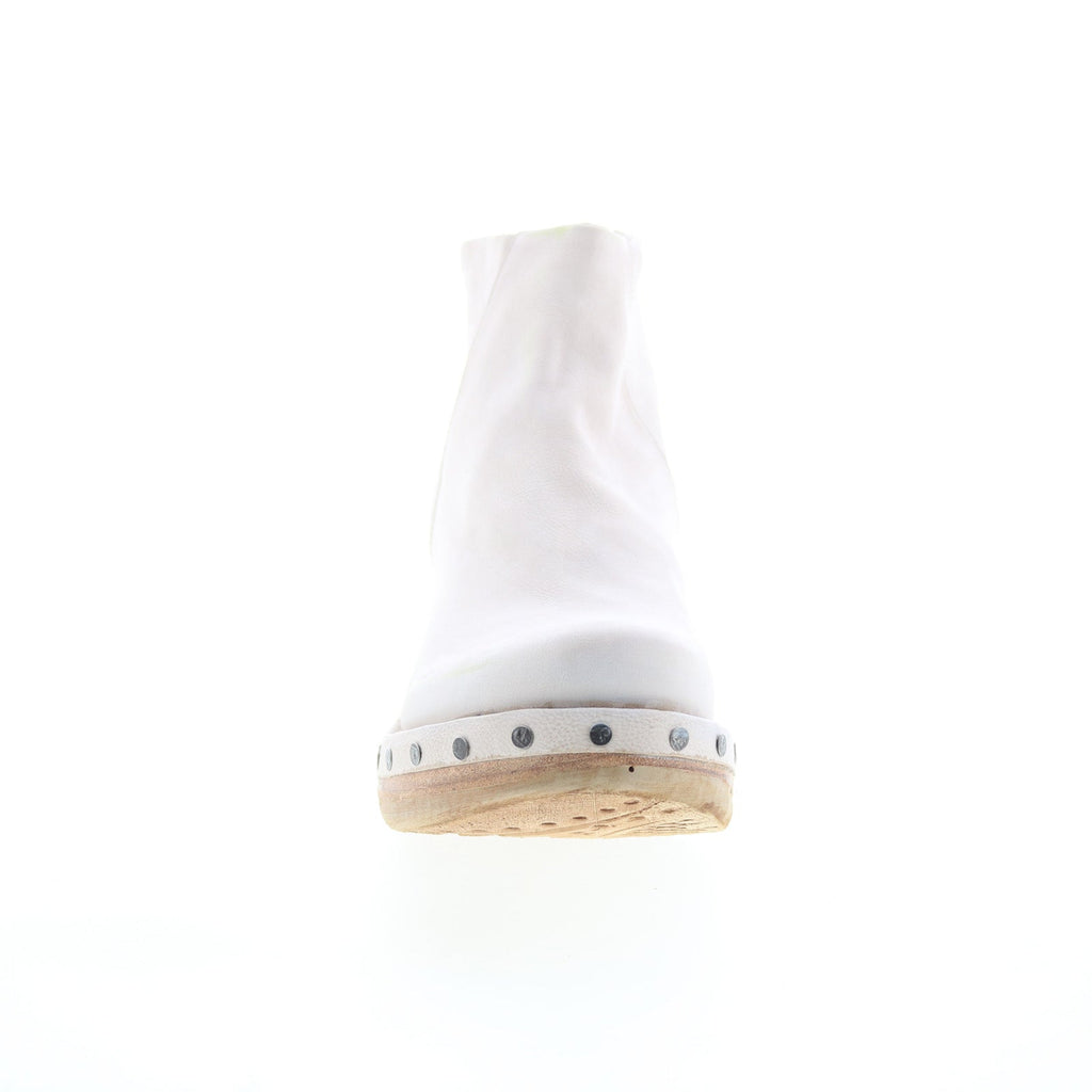 Savina Womens White Leather Zipper Ankle & Booties Boots