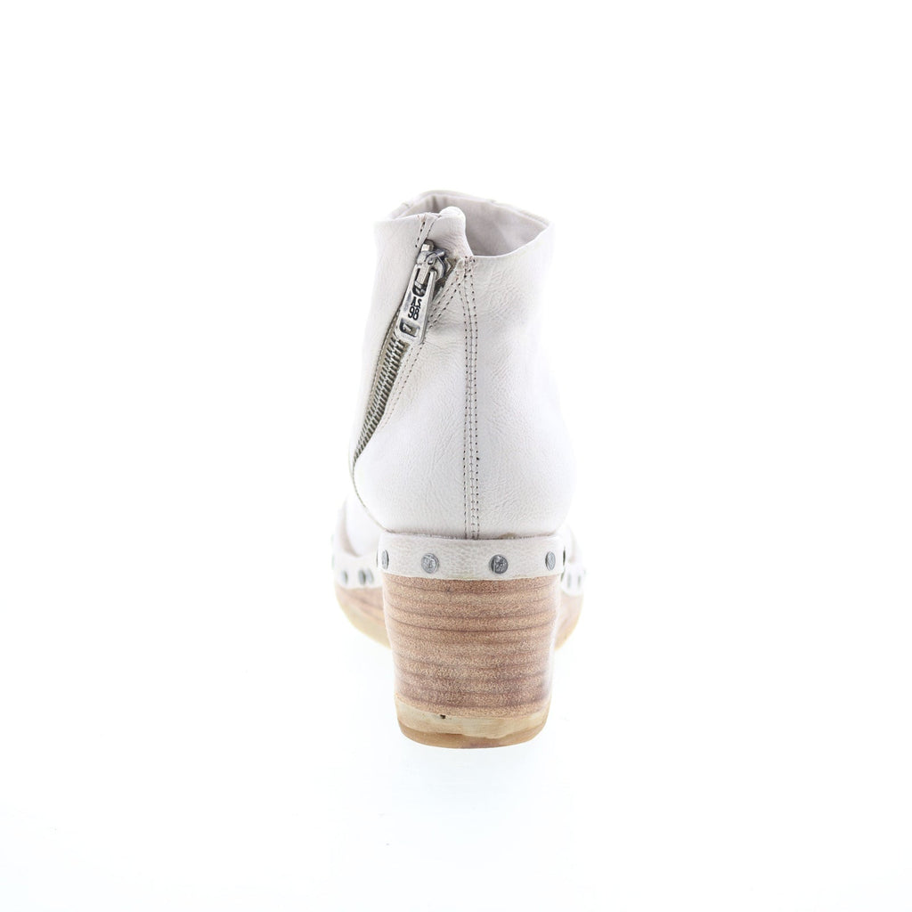 Savina Womens White Leather Zipper Ankle & Booties Boots