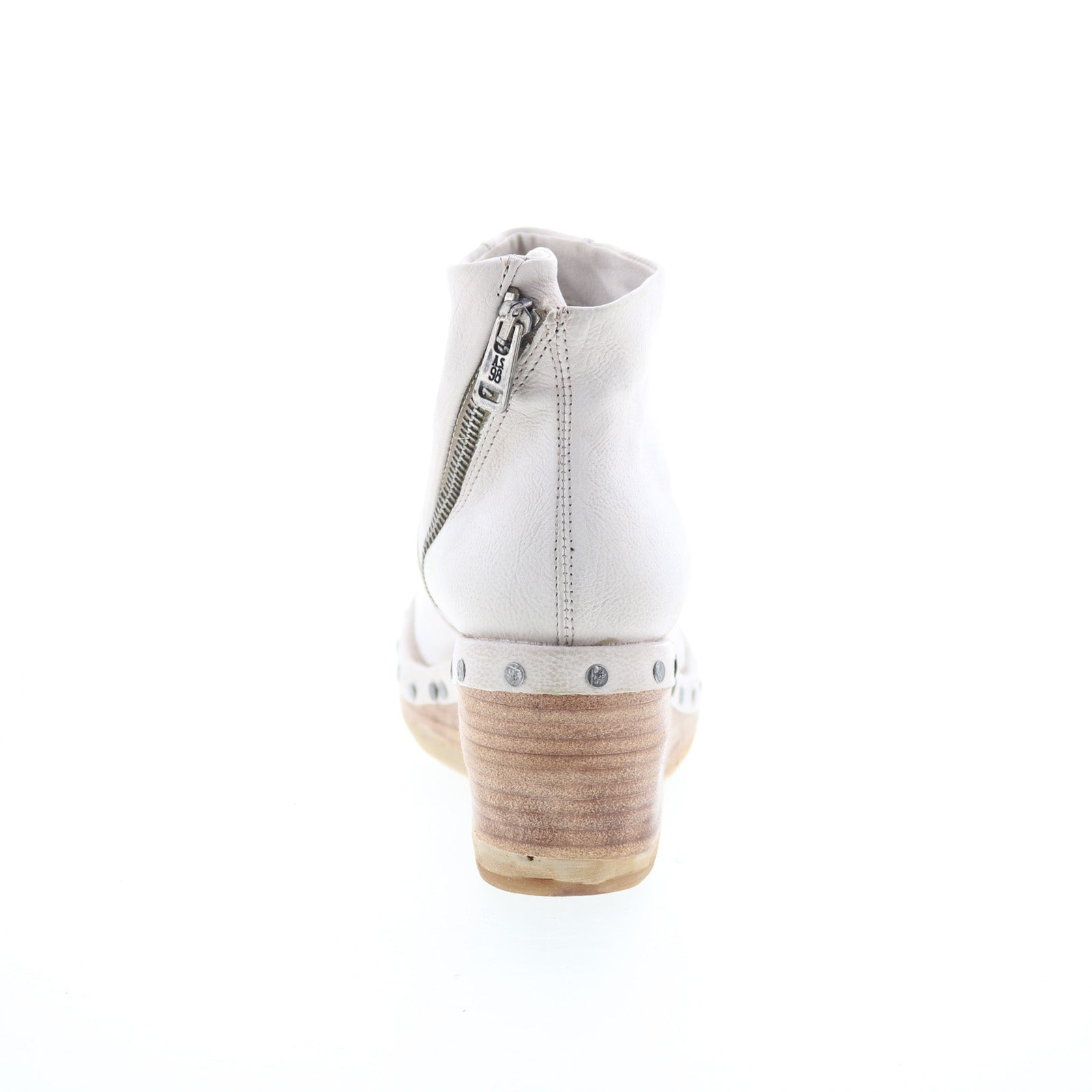 Savina Womens White Leather Zipper Ankle & Booties Boots