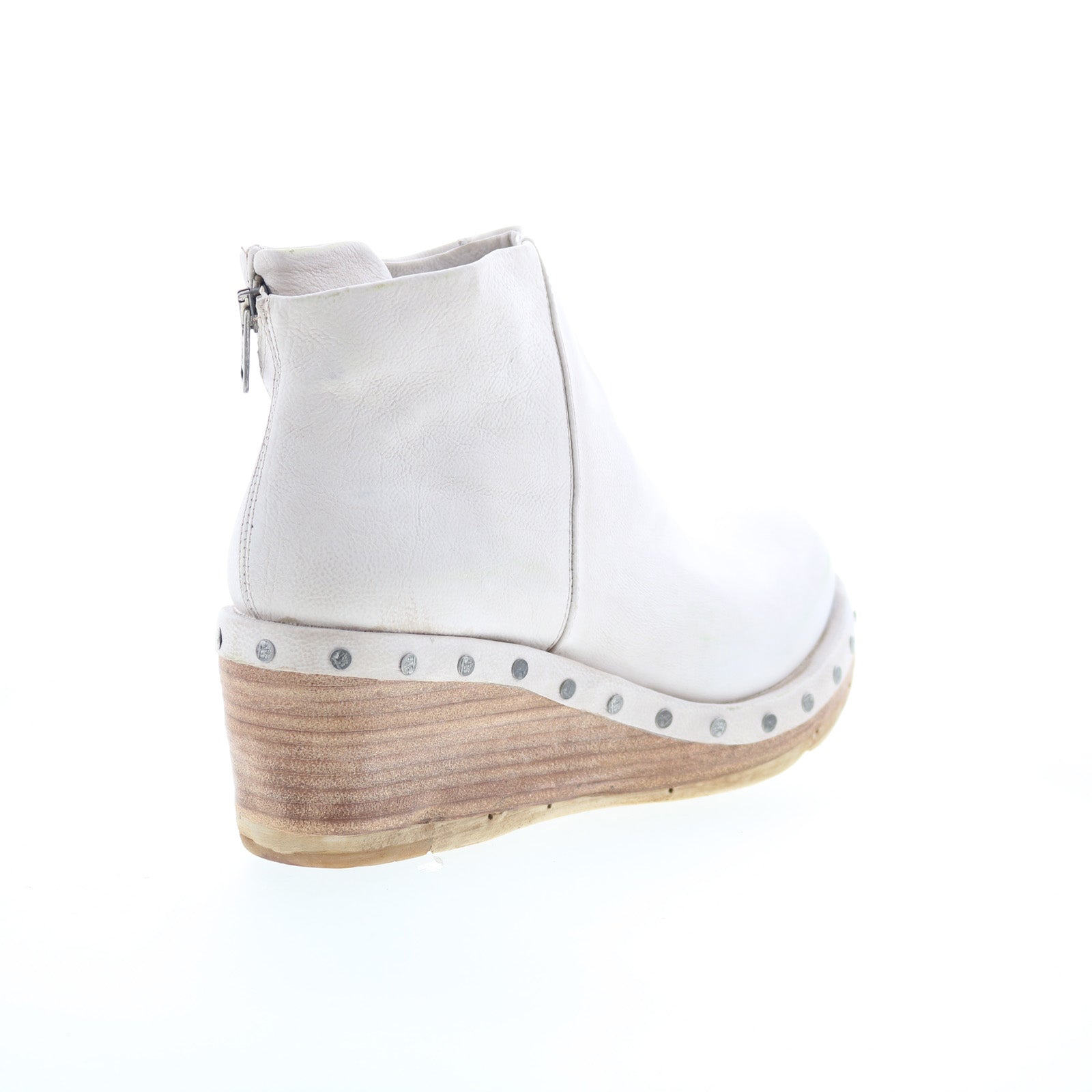 Savina Womens White Leather Zipper Ankle & Booties Boots