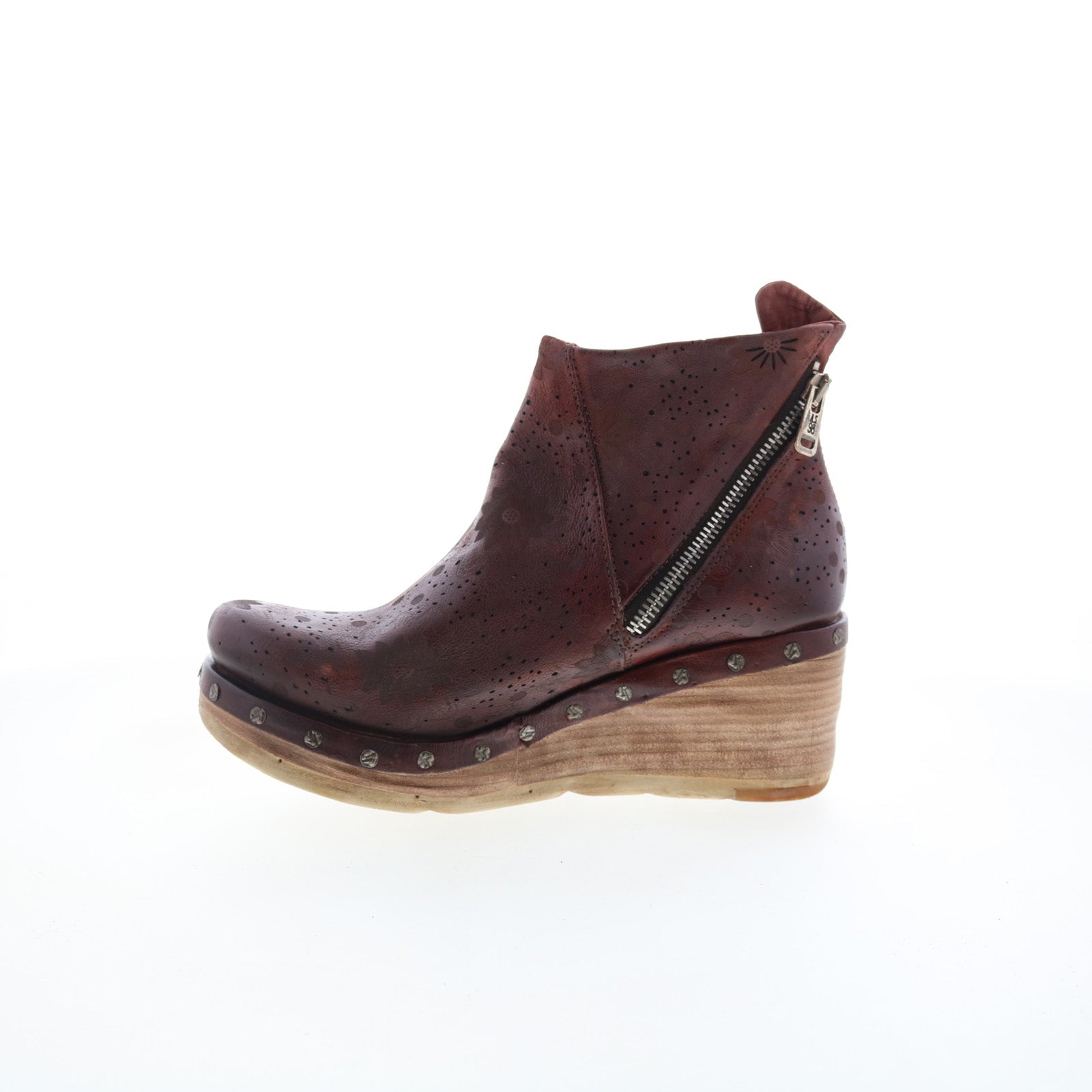 Savina Floral Womens Brown Leather Zipper Casual Dress Boots