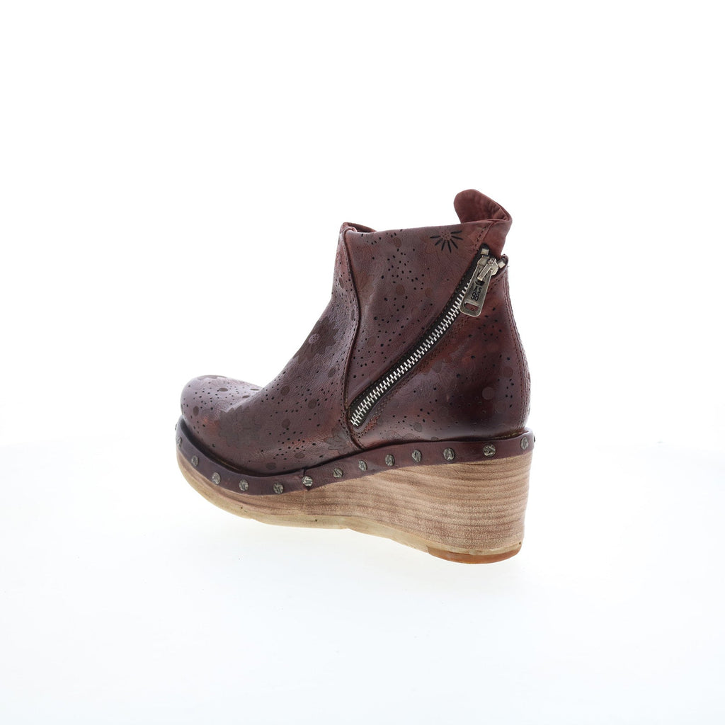Savina Floral Womens Brown Leather Zipper Casual Dress Boots