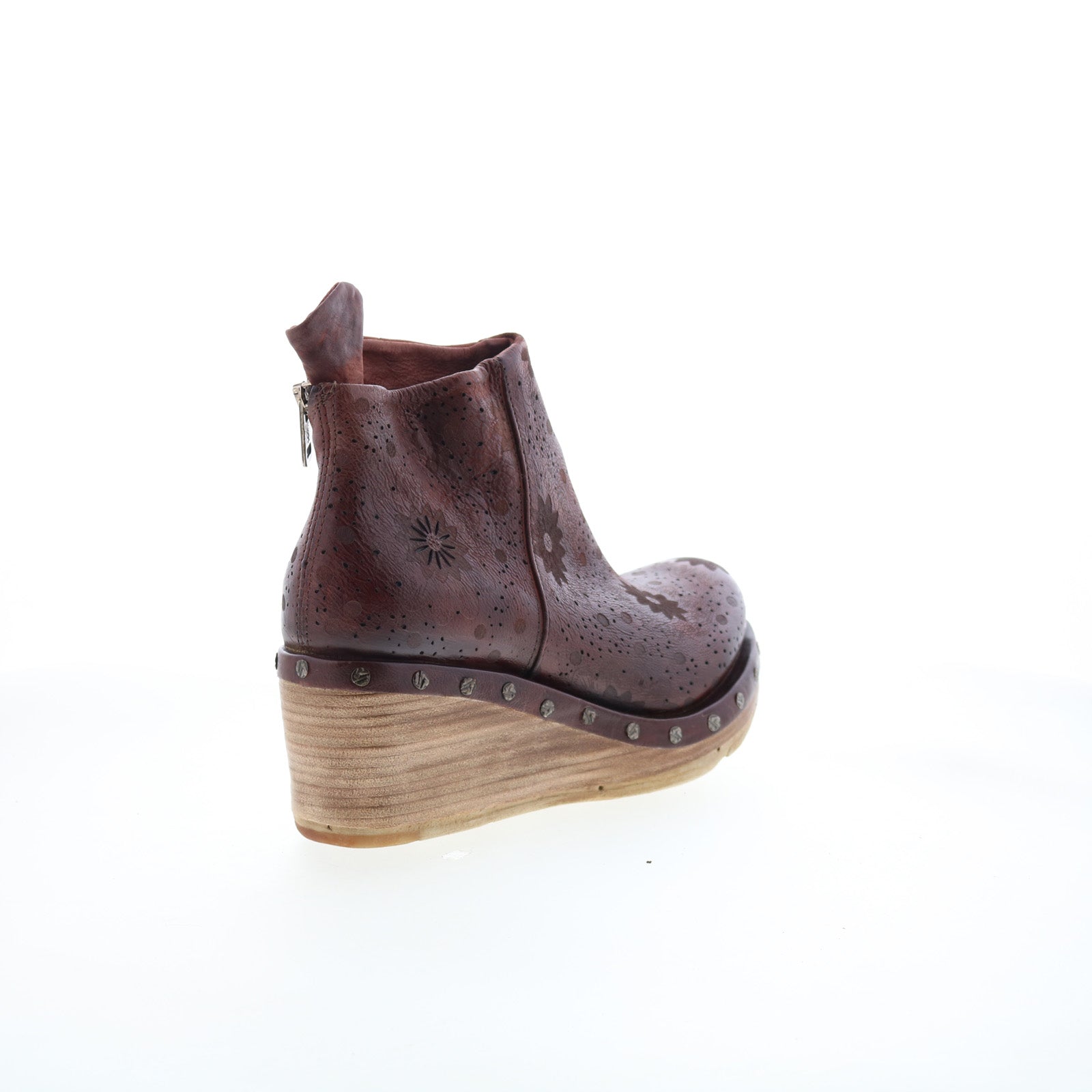 Savina Floral Womens Brown Leather Zipper Casual Dress Boots