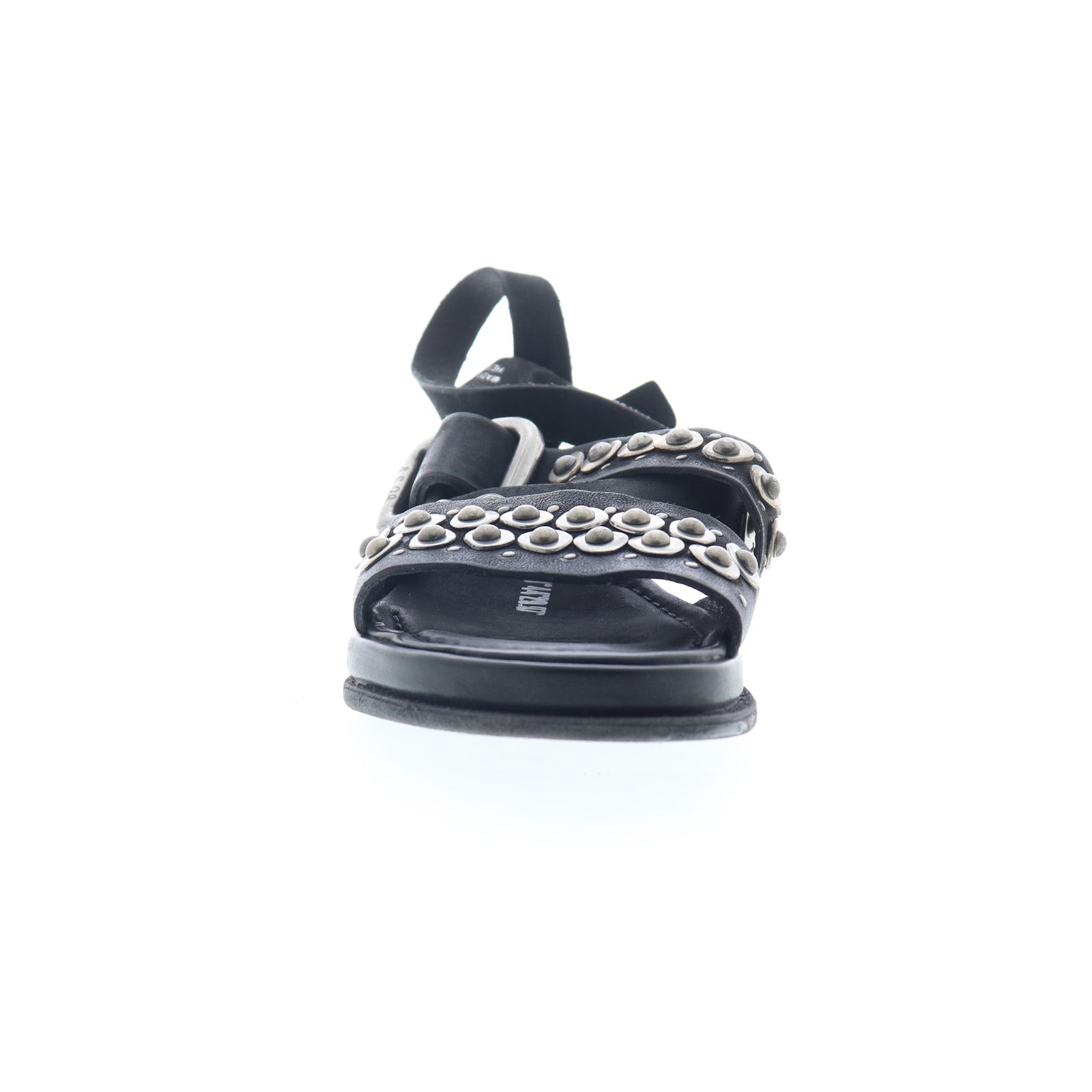 Schneider Womens Black Leather Hook & Loop Strap Sandals Shoes