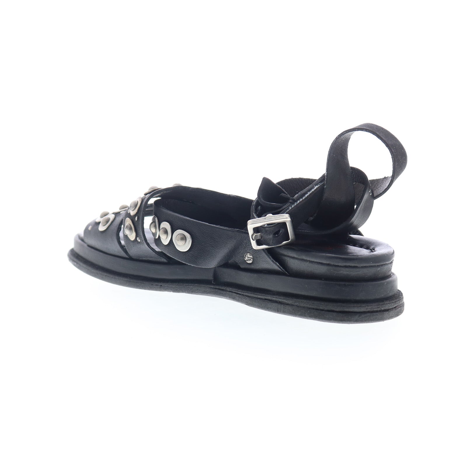 Schneider Womens Black Leather Hook & Loop Strap Sandals Shoes