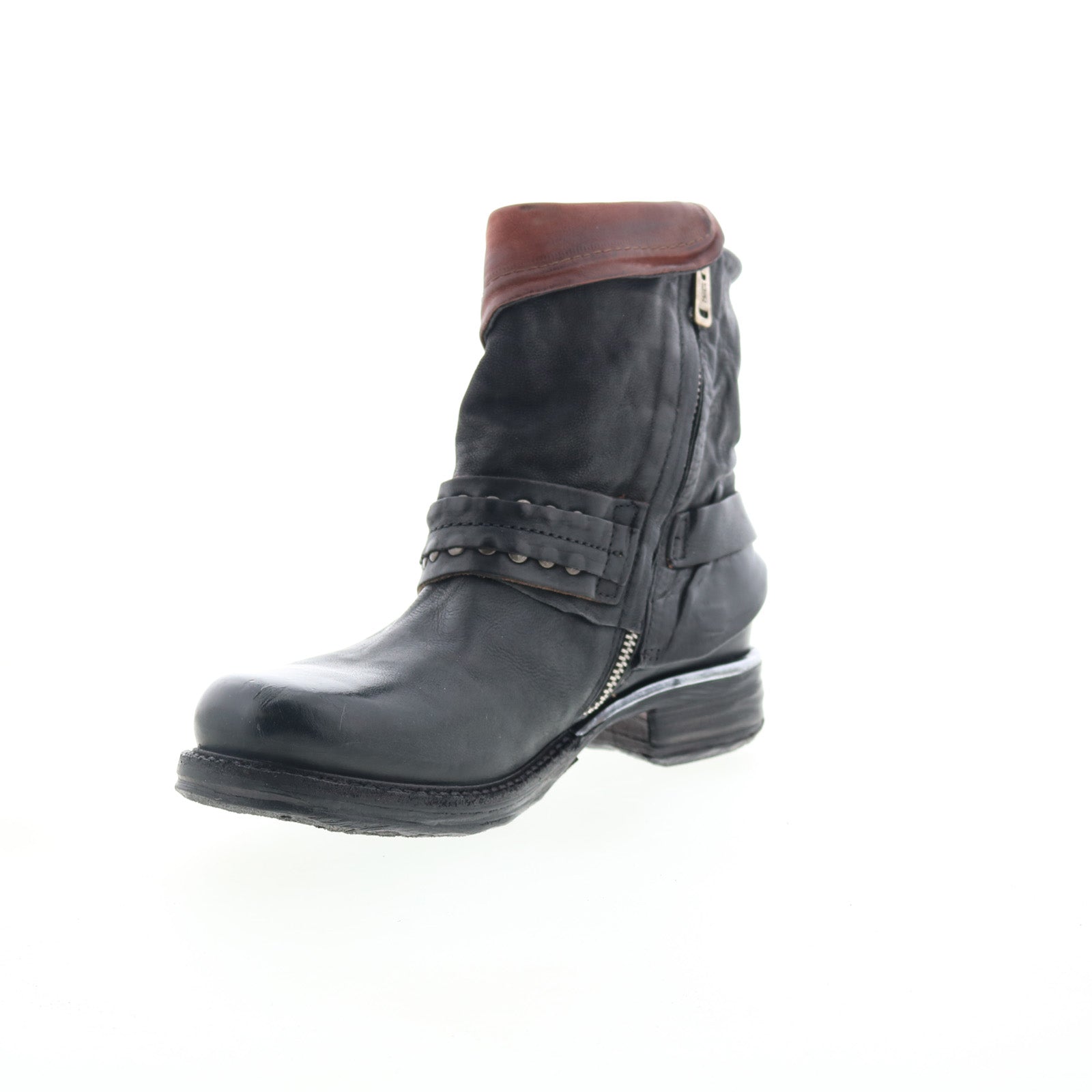 Sebastian Womens Black Leather Zipper Casual Dress Boots