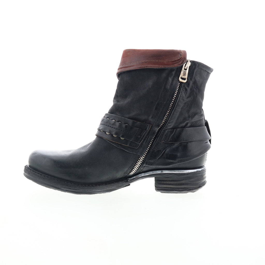 Sebastian Womens Black Leather Zipper Casual Dress Boots