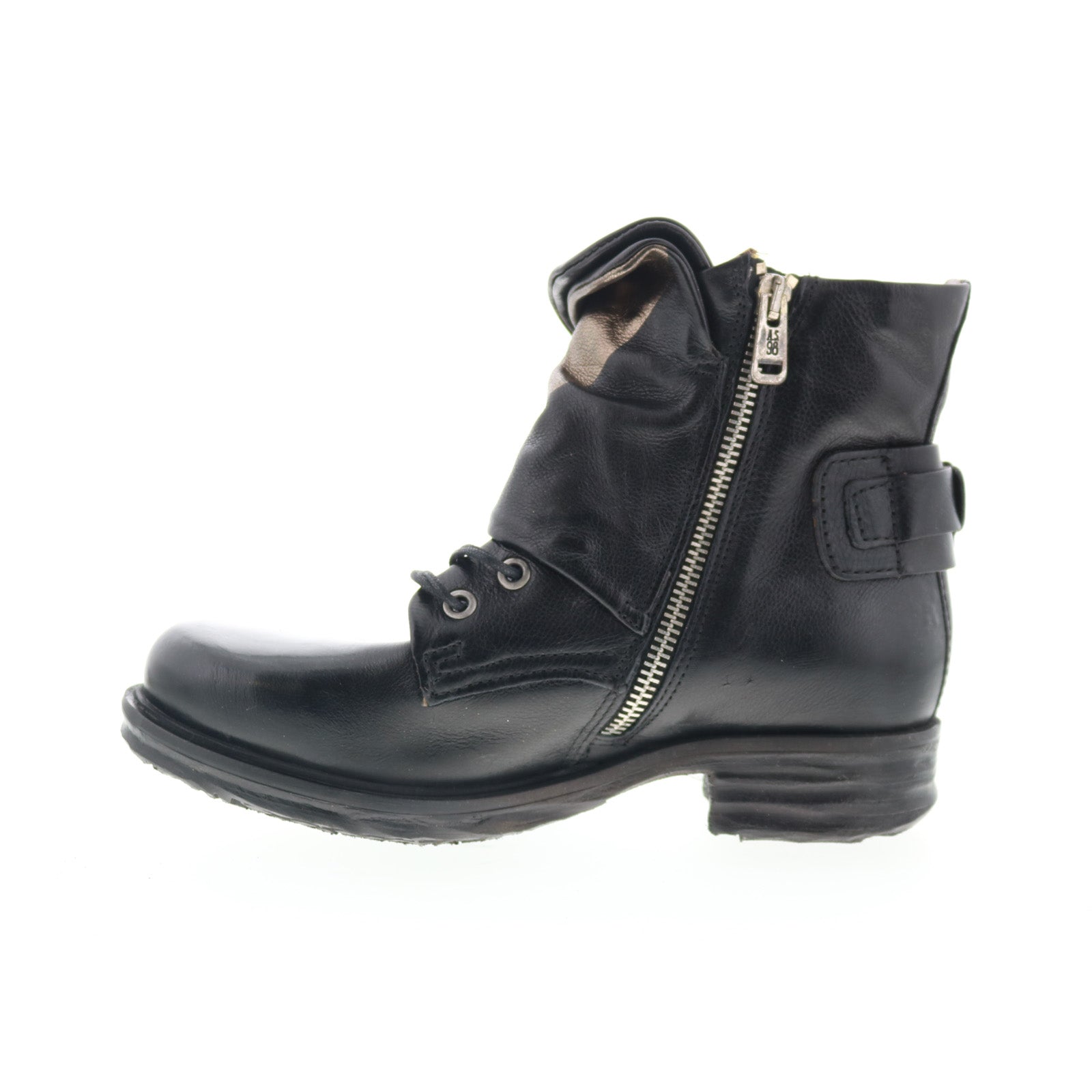 Sebby Womens Black Leather Hook & Loop Ankle & Booties Boots