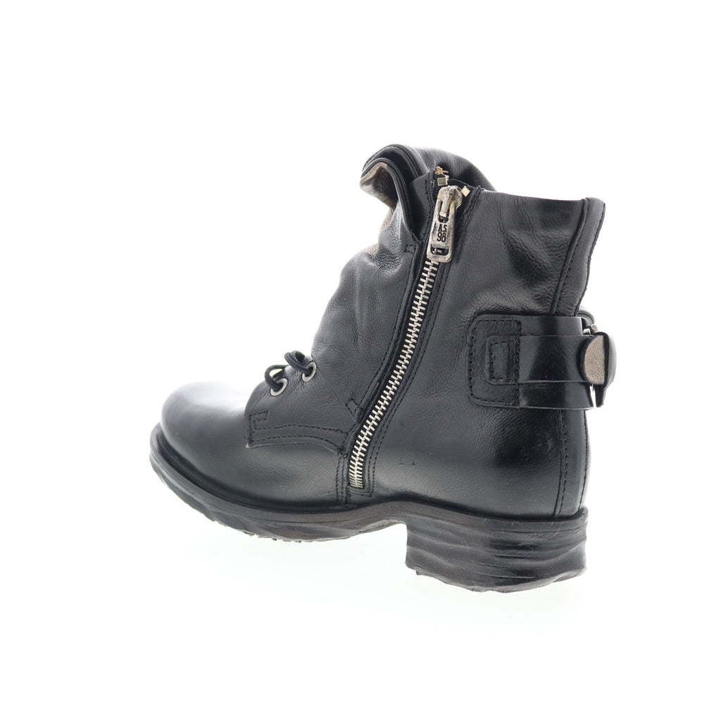 Sebby Womens Black Leather Hook & Loop Ankle & Booties Boots