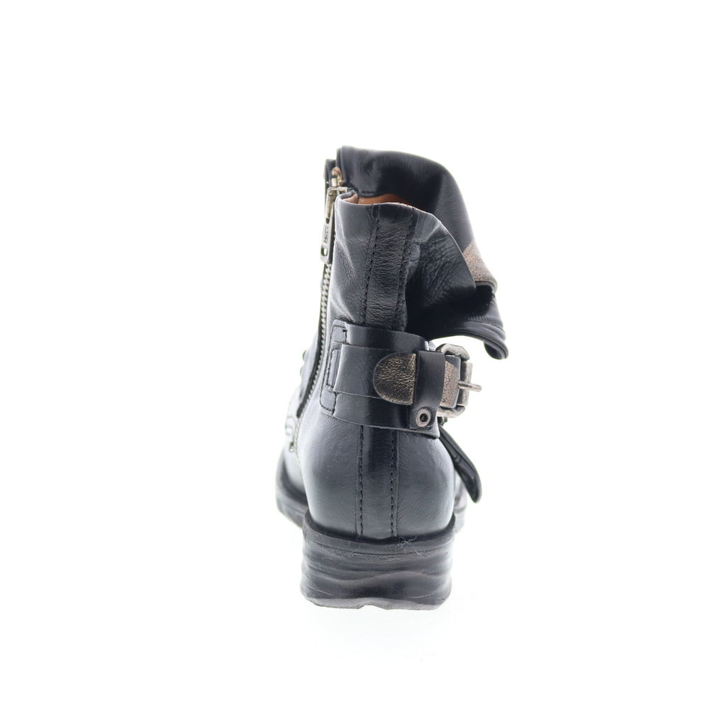 Sebby Womens Black Leather Hook & Loop Ankle & Booties Boots