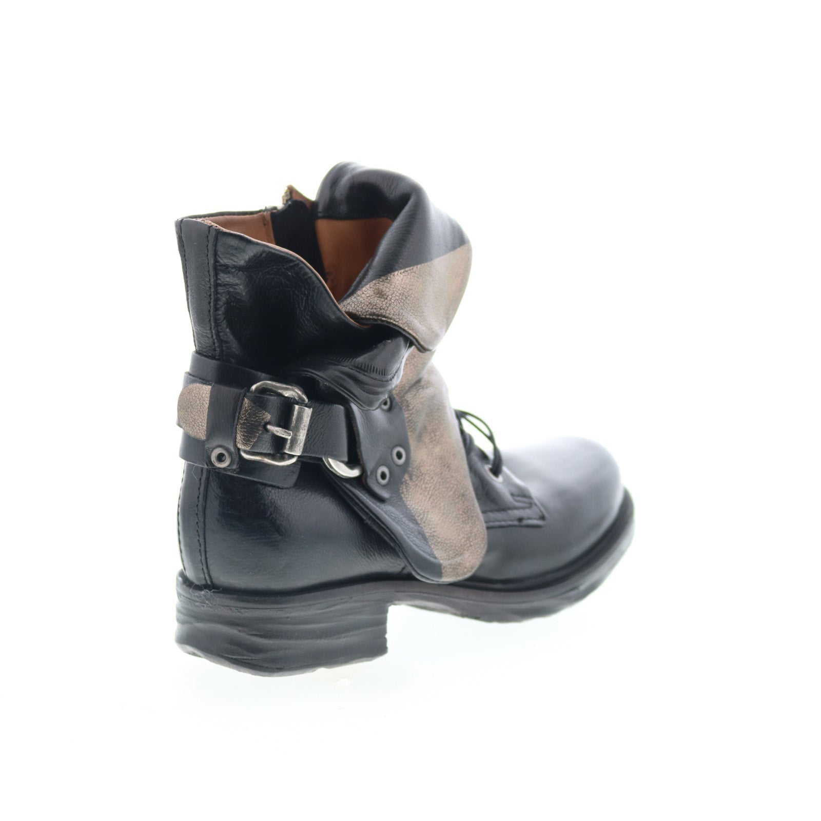 Sebby Womens Black Leather Hook & Loop Ankle & Booties Boots