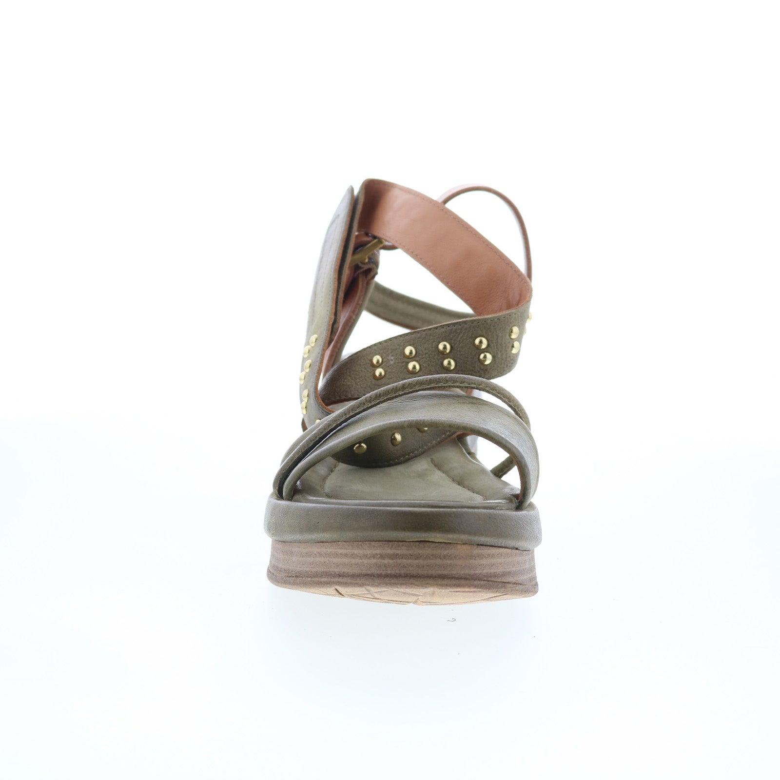 Shiloh Womens Green Leather Strap Wedges Sandals Shoes