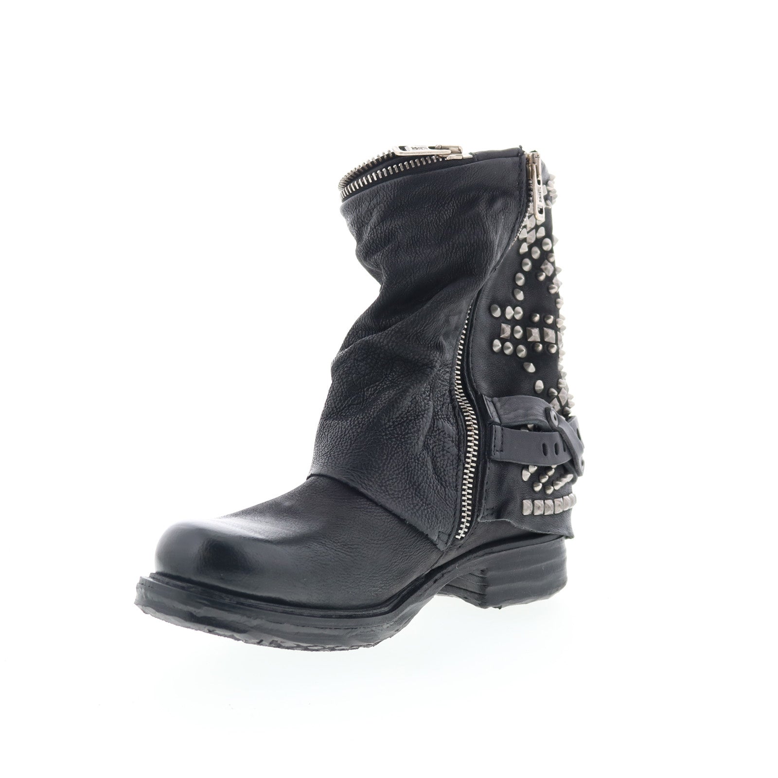 Sid Womens Black Leather Zipper Casual Dress Boots