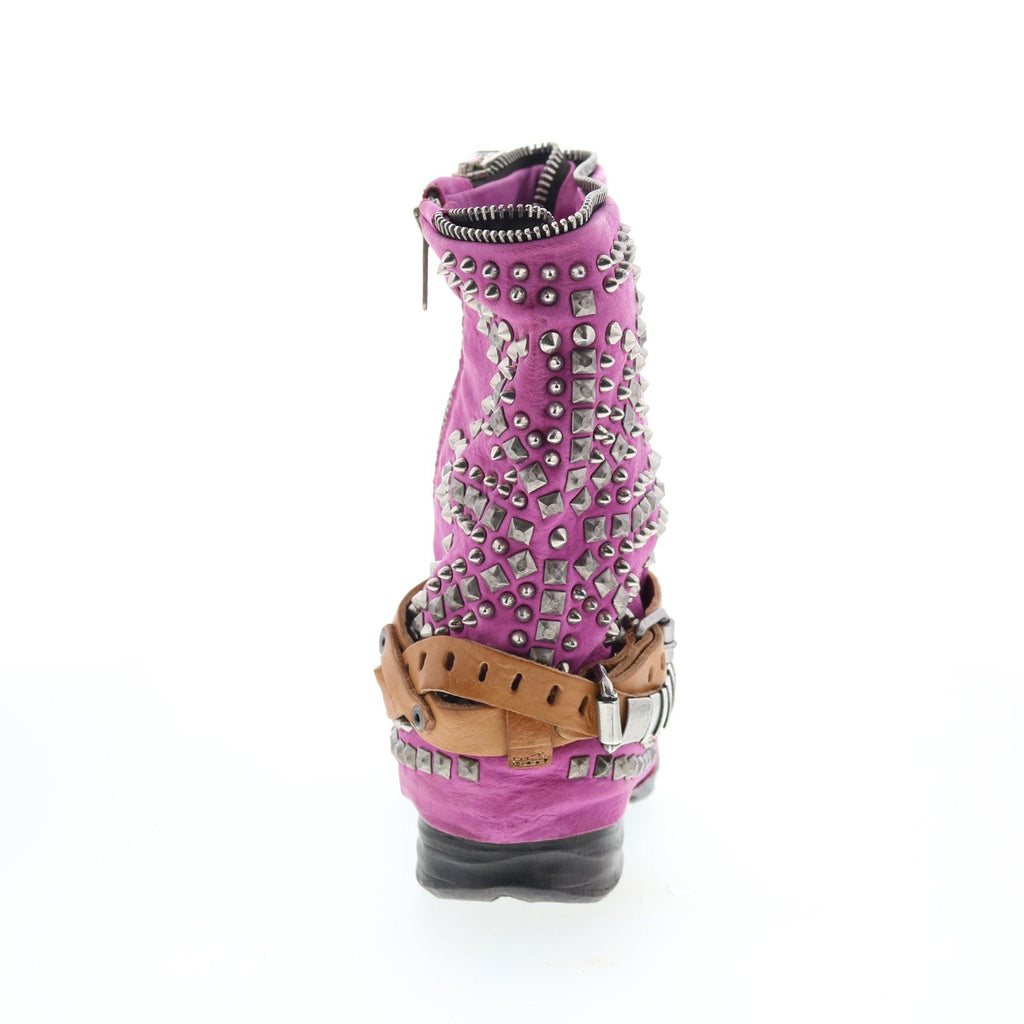 Sid Womens Purple Leather Zipper Casual Dress Boots