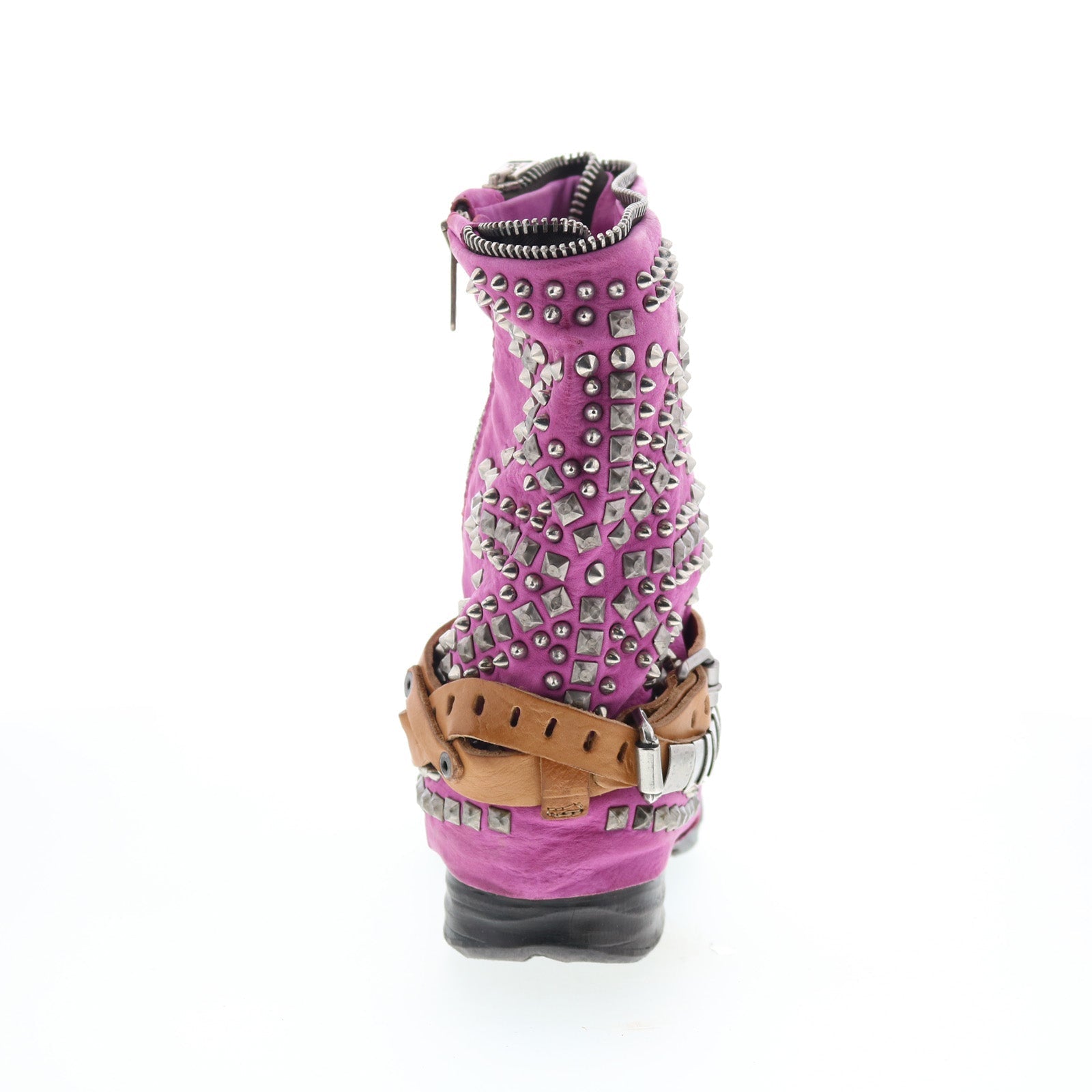 Sid Womens Purple Leather Zipper Casual Dress Boots