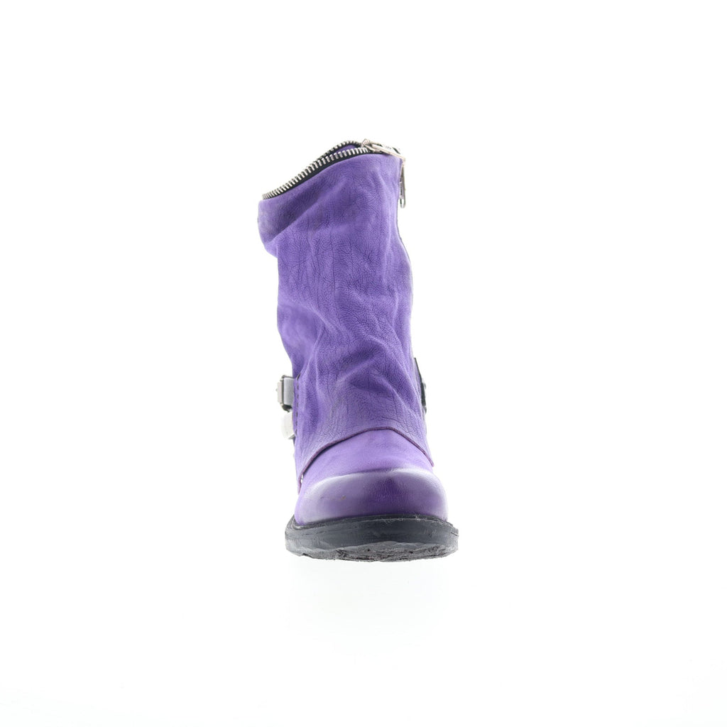 Sid Womens Purple Leather Zipper Casual Dress Boots