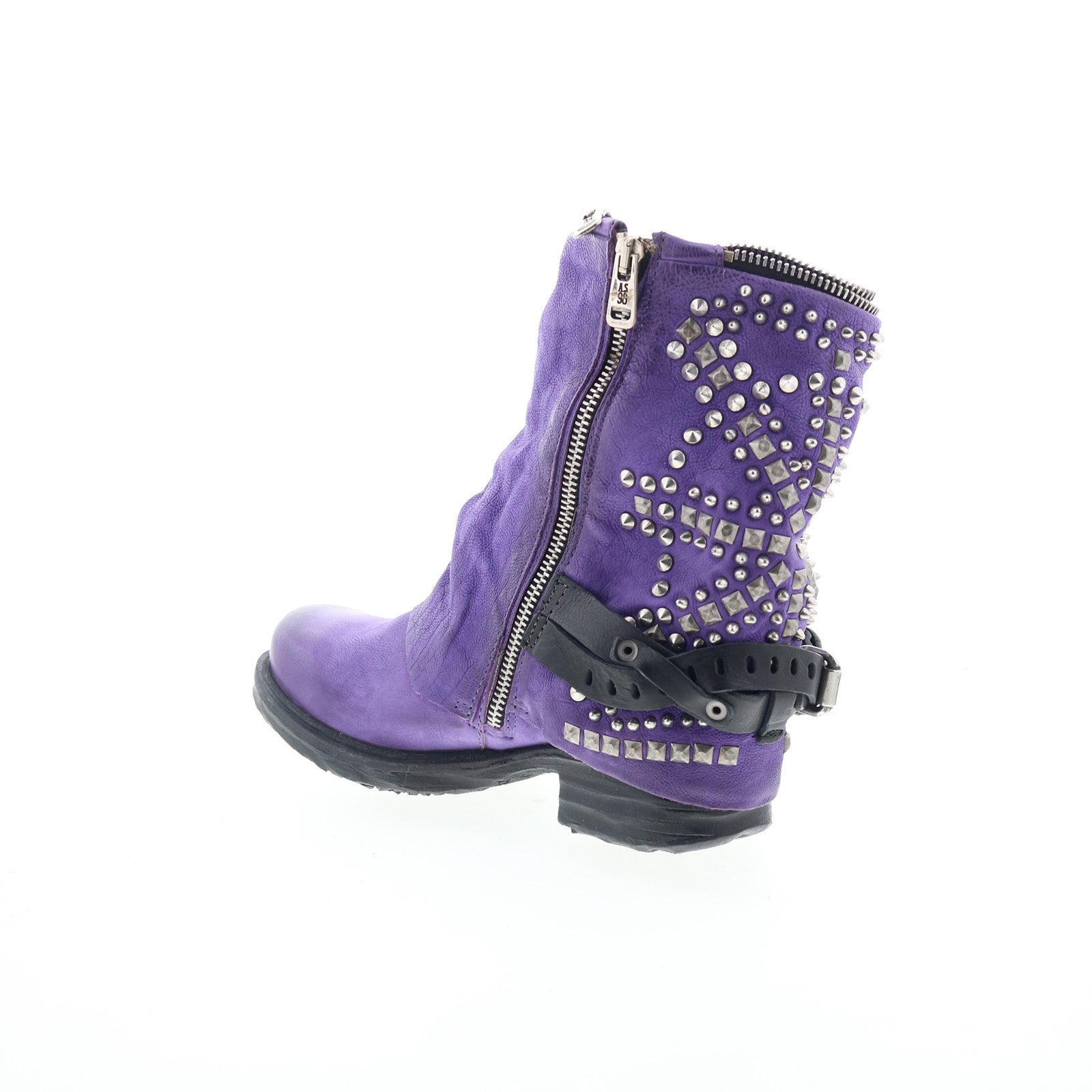 Sid Womens Purple Leather Zipper Casual Dress Boots