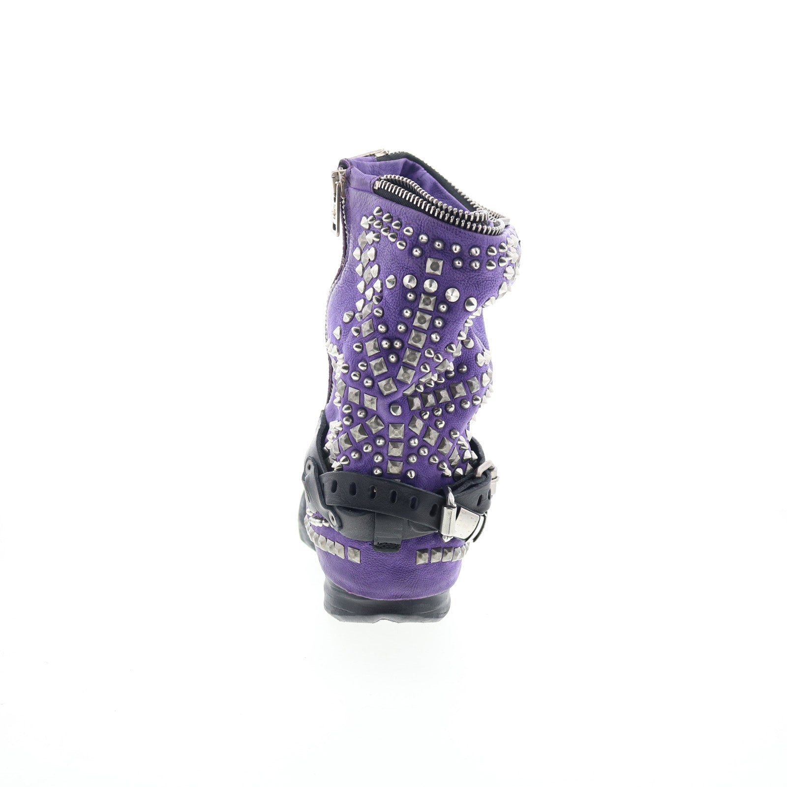 Sid Womens Purple Leather Zipper Casual Dress Boots