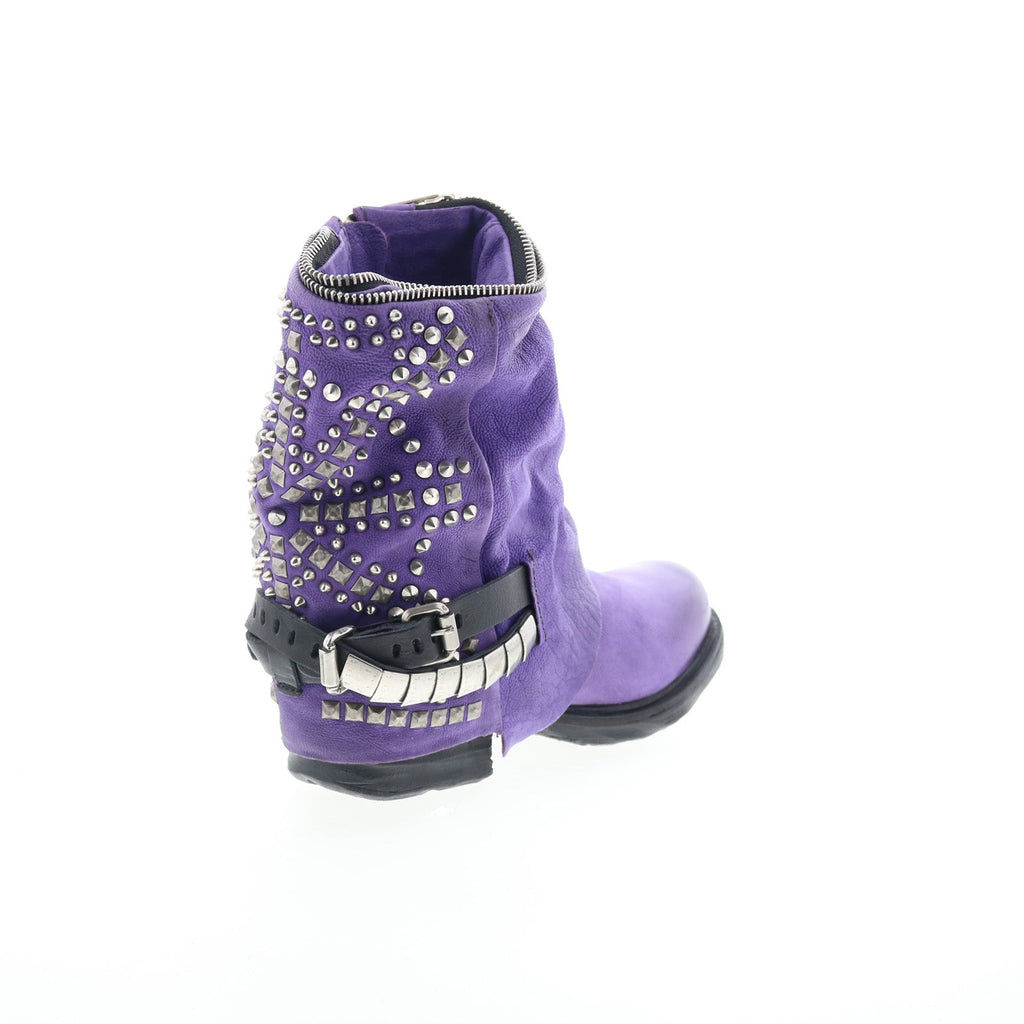 Sid Womens Purple Leather Zipper Casual Dress Boots