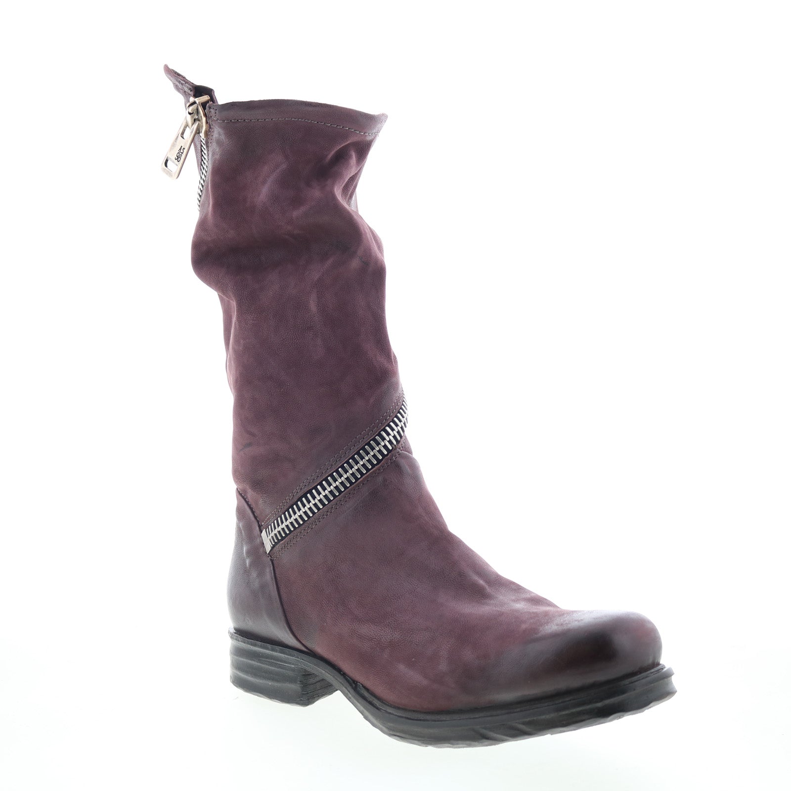 Siggs Womens Burgundy Leather Zipper Casual Dress Boots