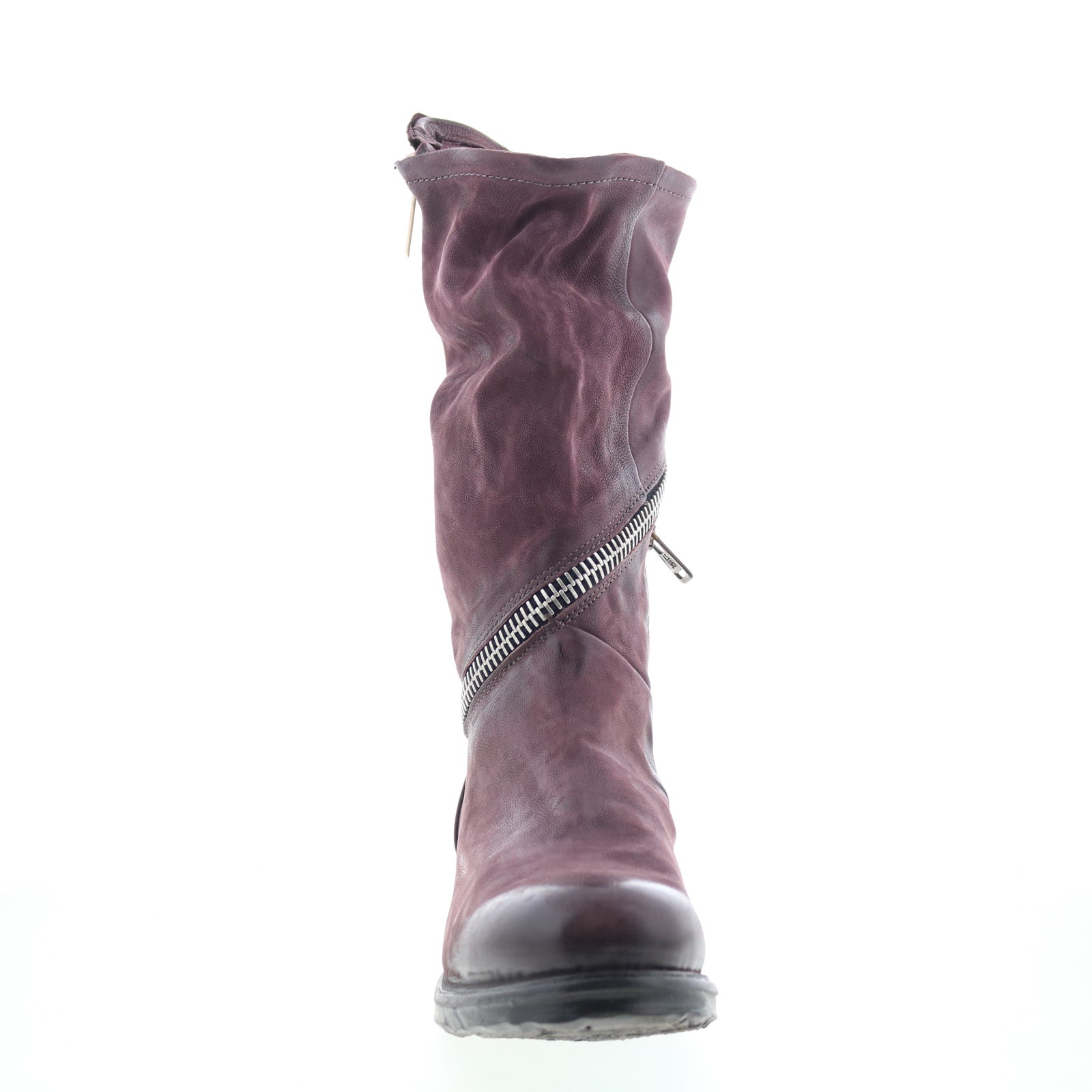 Siggs Womens Burgundy Leather Zipper Casual Dress Boots
