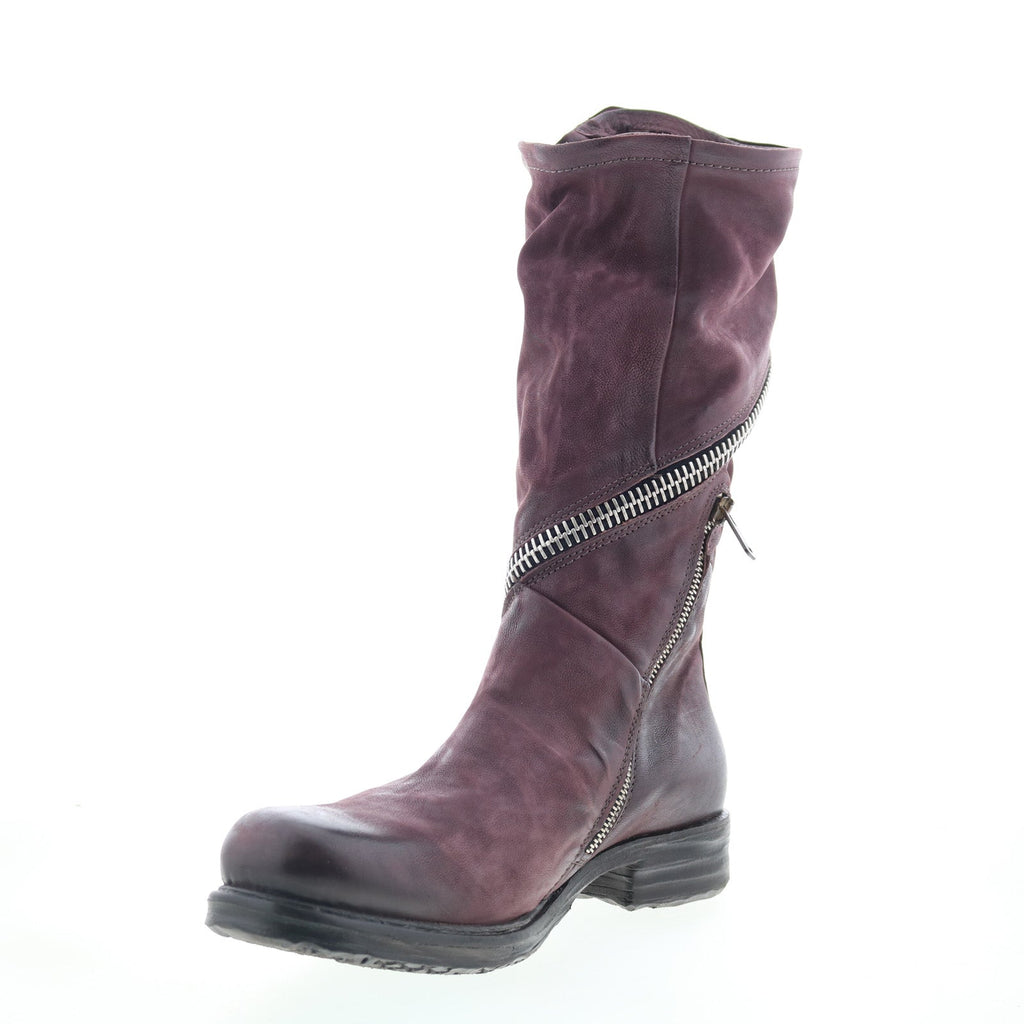 Siggs Womens Burgundy Leather Zipper Casual Dress Boots