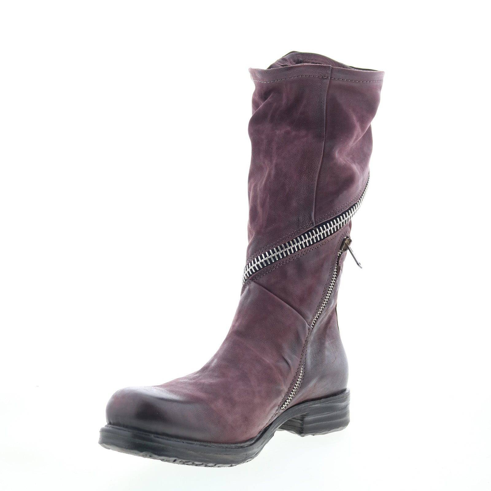 Siggs Womens Burgundy Leather Zipper Casual Dress Boots