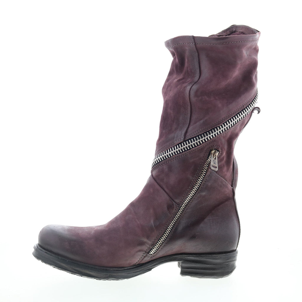 Siggs Womens Burgundy Leather Zipper Casual Dress Boots