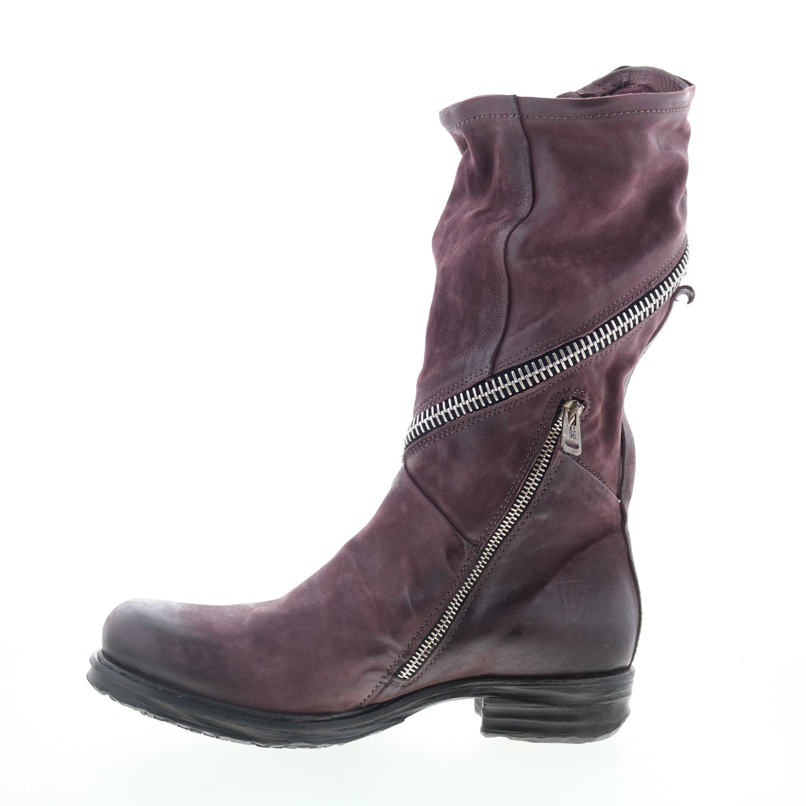 Siggs Womens Burgundy Leather Zipper Casual Dress Boots