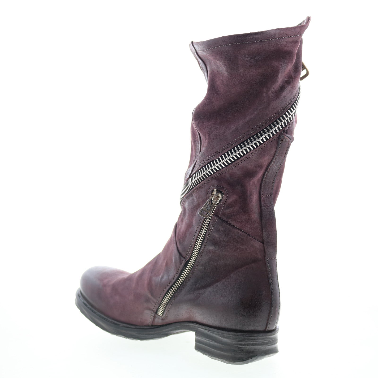 Siggs Womens Burgundy Leather Zipper Casual Dress Boots