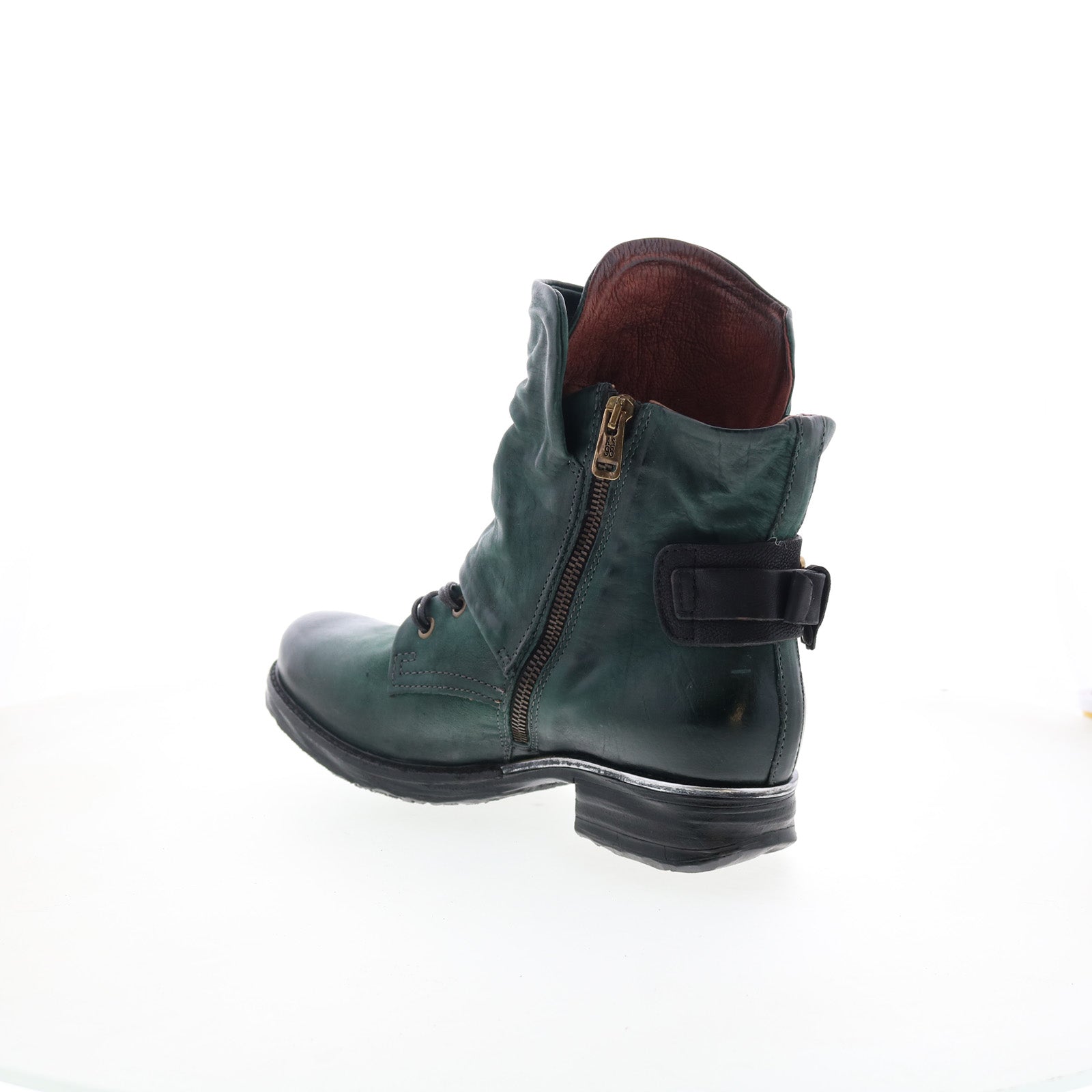 Simon Womens Green Leather Zipper Casual Dress Boots