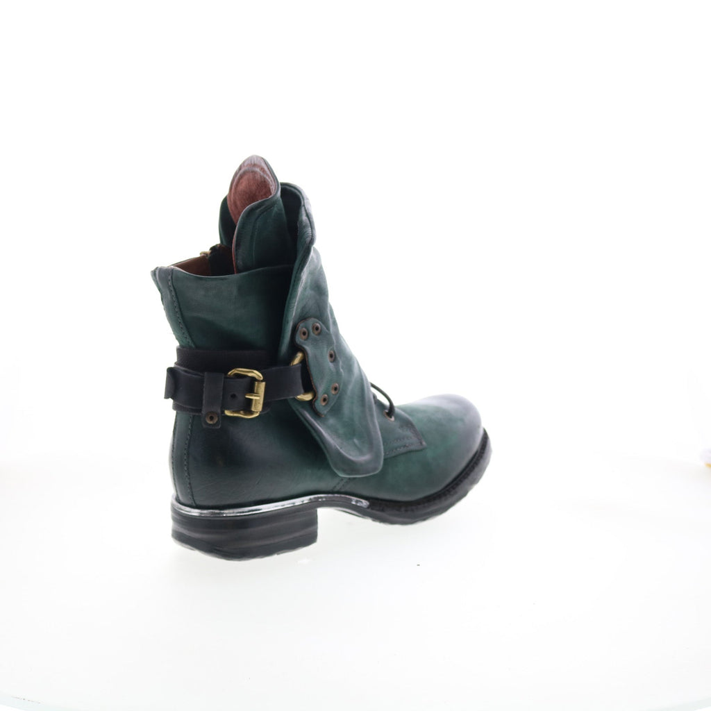 Simon Womens Green Leather Zipper Casual Dress Boots