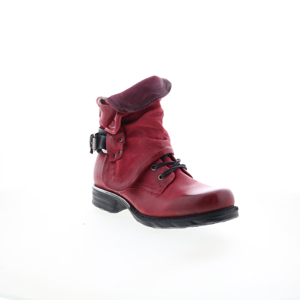 Simon Womens Red Leather Zipper Casual Dress Boots