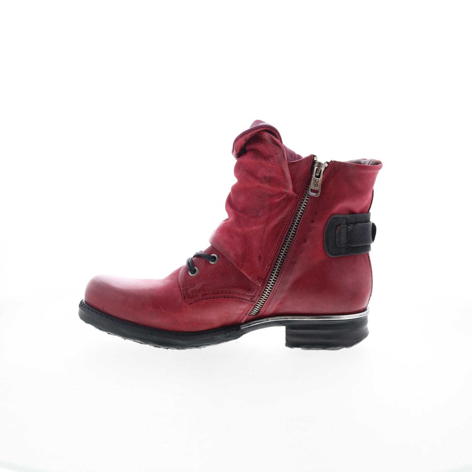 Simon Womens Red Leather Zipper Casual Dress Boots