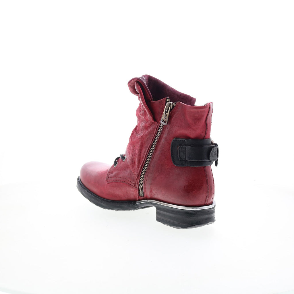 Simon Womens Red Leather Zipper Casual Dress Boots