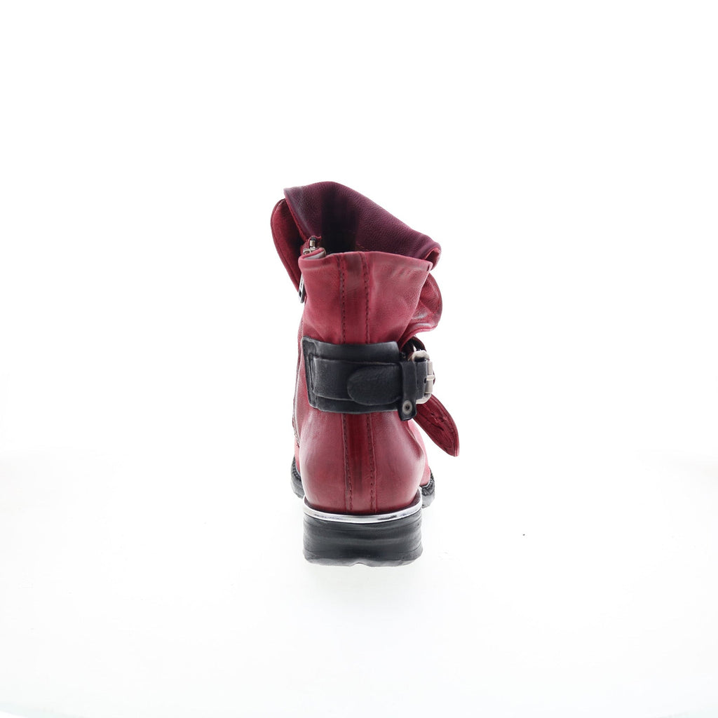 Simon Womens Red Leather Zipper Casual Dress Boots