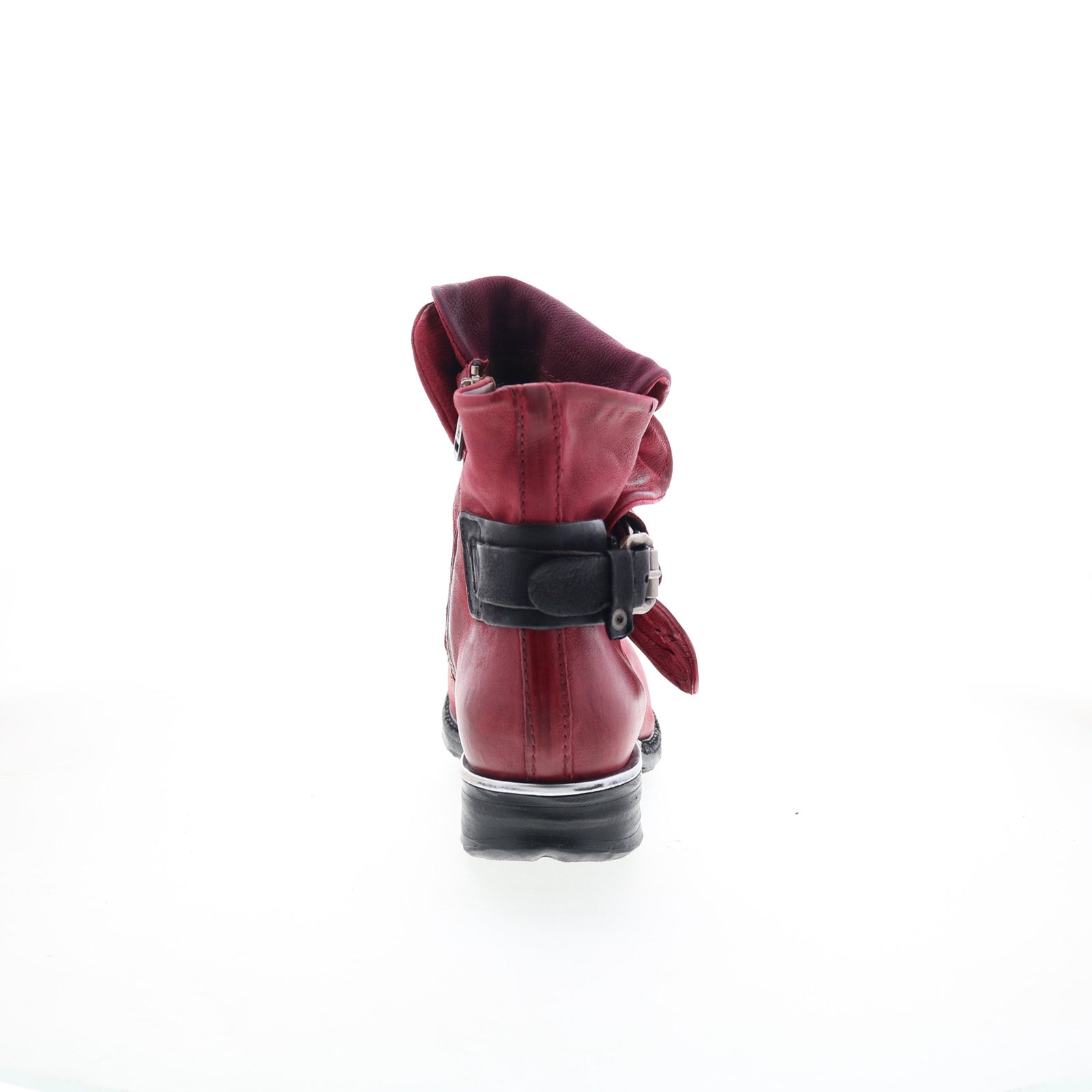 Simon Womens Red Leather Zipper Casual Dress Boots