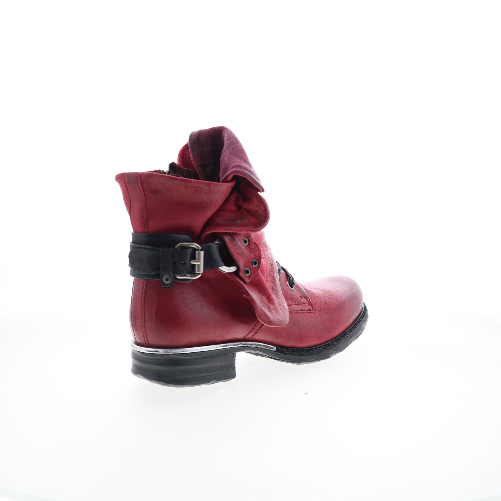 Simon Womens Red Leather Zipper Casual Dress Boots