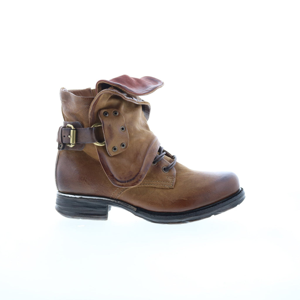 Simon Womens Brown Leather Zipper Casual Dress Boots