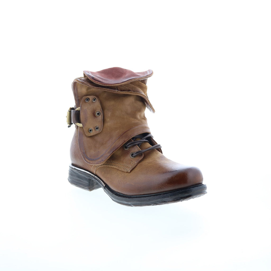 Simon Womens Brown Leather Zipper Casual Dress Boots
