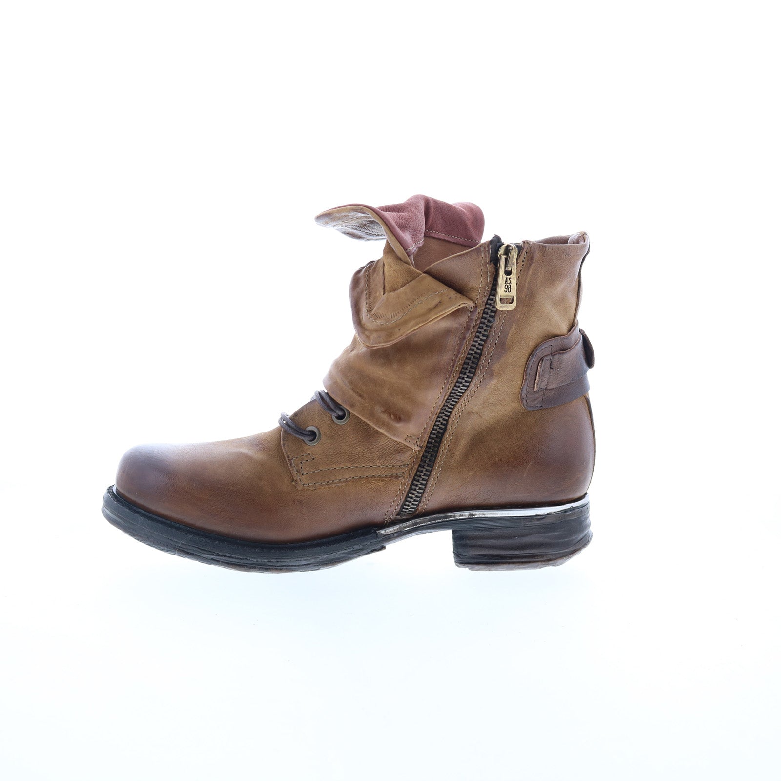 Simon Womens Brown Leather Zipper Casual Dress Boots