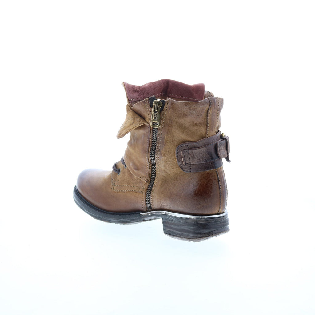 Simon Womens Brown Leather Zipper Casual Dress Boots