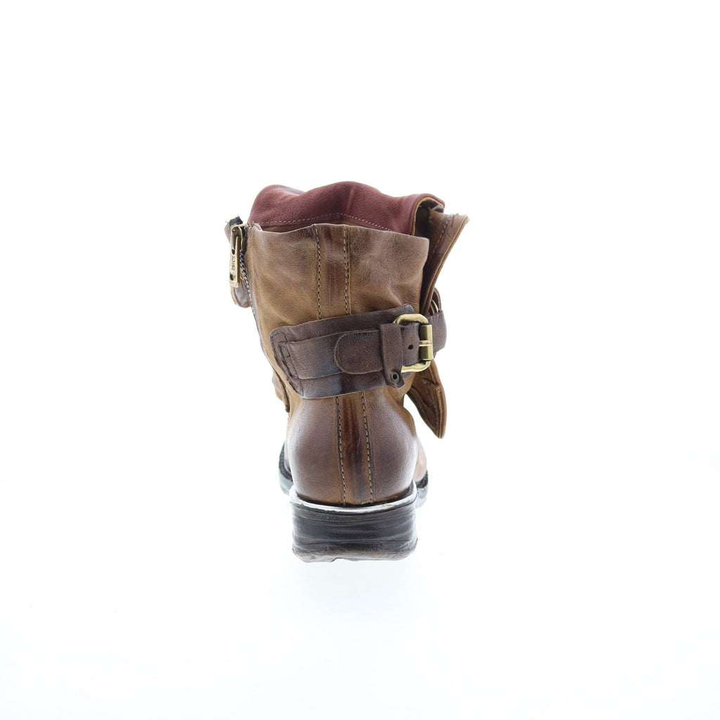 Simon Womens Brown Leather Zipper Casual Dress Boots