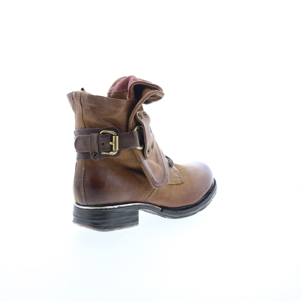 Simon Womens Brown Leather Zipper Casual Dress Boots
