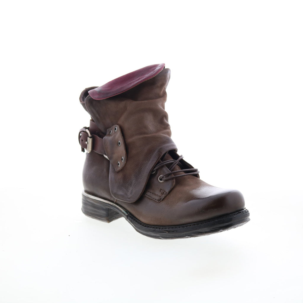 Simon Womens Brown Leather Zipper Casual Dress Boots
