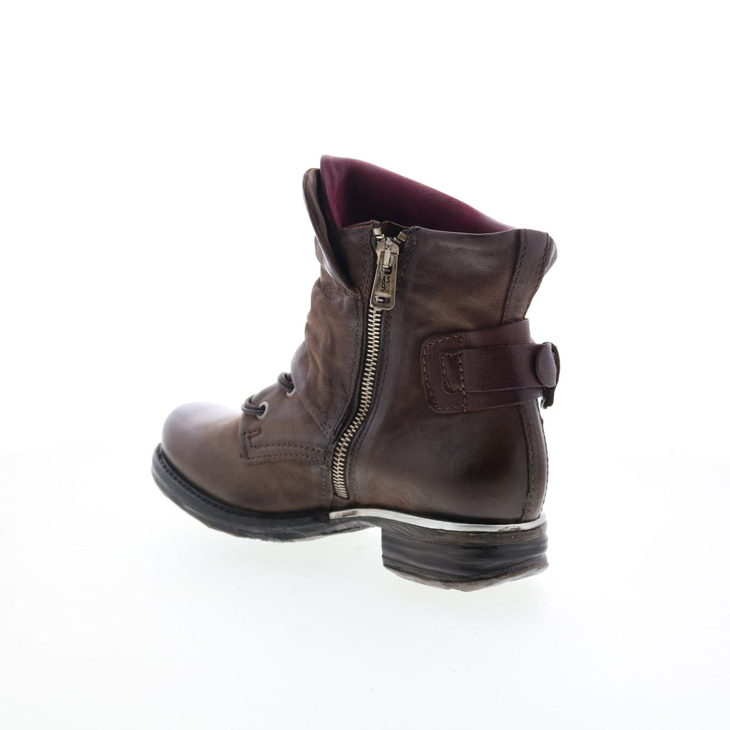 Simon Womens Brown Leather Zipper Casual Dress Boots