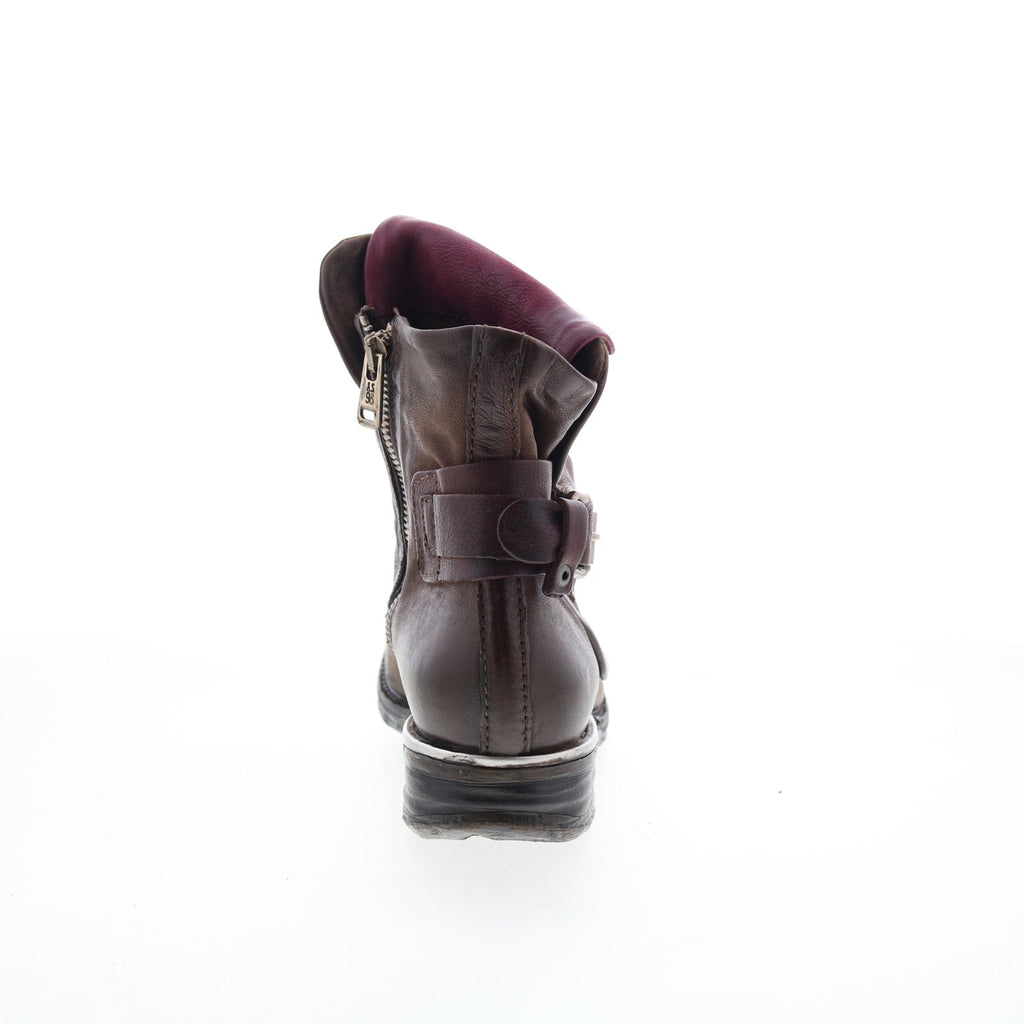 Simon Womens Brown Leather Zipper Casual Dress Boots