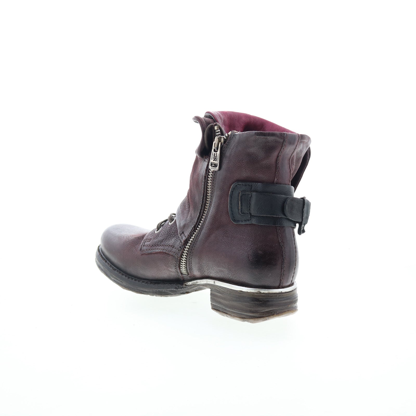 Simon Womens Burgundy Leather Zipper Casual Dress Boots