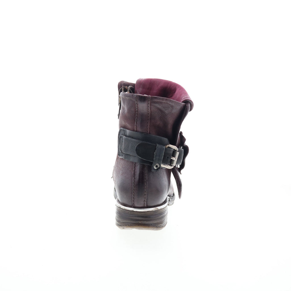 Simon Womens Burgundy Leather Zipper Casual Dress Boots