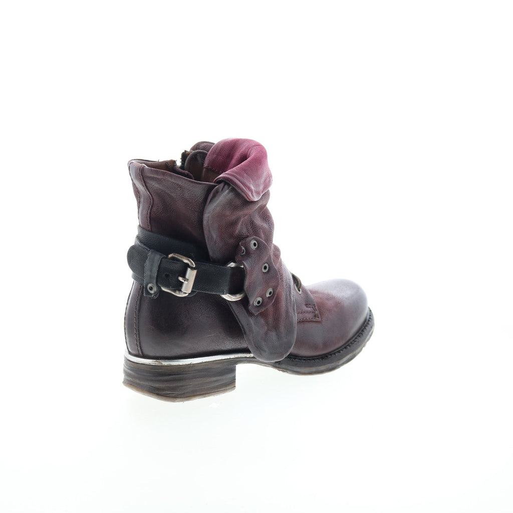 Simon Womens Burgundy Leather Zipper Casual Dress Boots